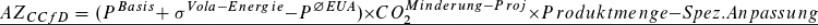Berechnungsweise von CO₂-Differenzverträgen - Formel