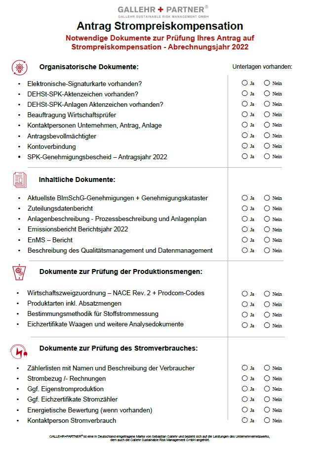 Antragsverfahren Strompreiskompensation - Abrechnungsjahr 2022